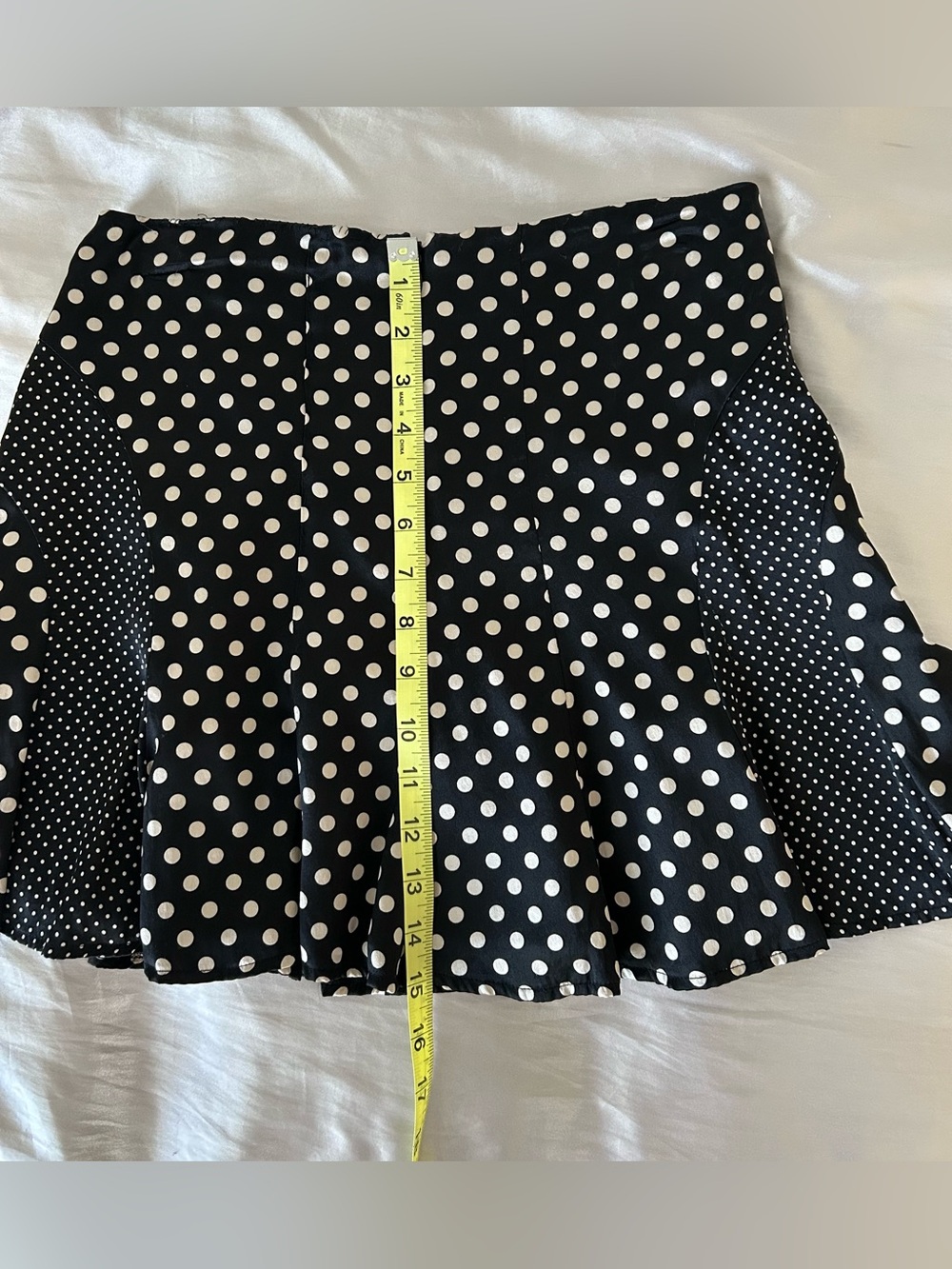 Silk Black and White Polka Dot Flared Skirt - Picture 5 of 9